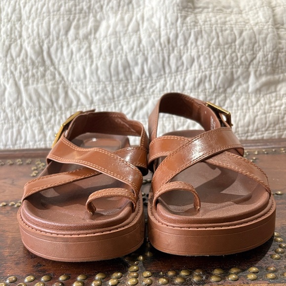 Zara Brown Leather Sandals - Picture 2 of 7